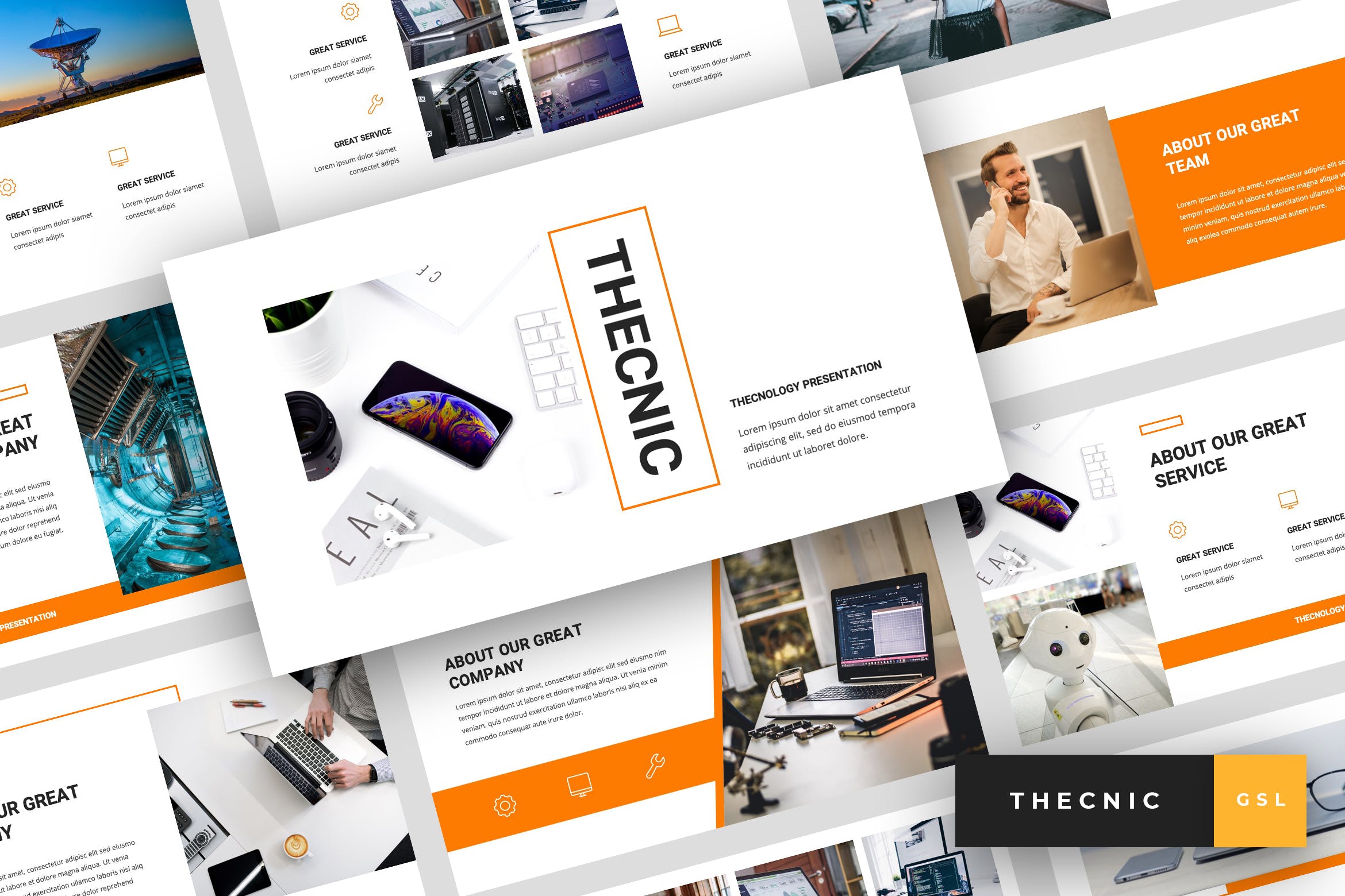 高科技企业介绍素材库精选谷歌演示模板 Thecnic – Technology Google Slides Template插图