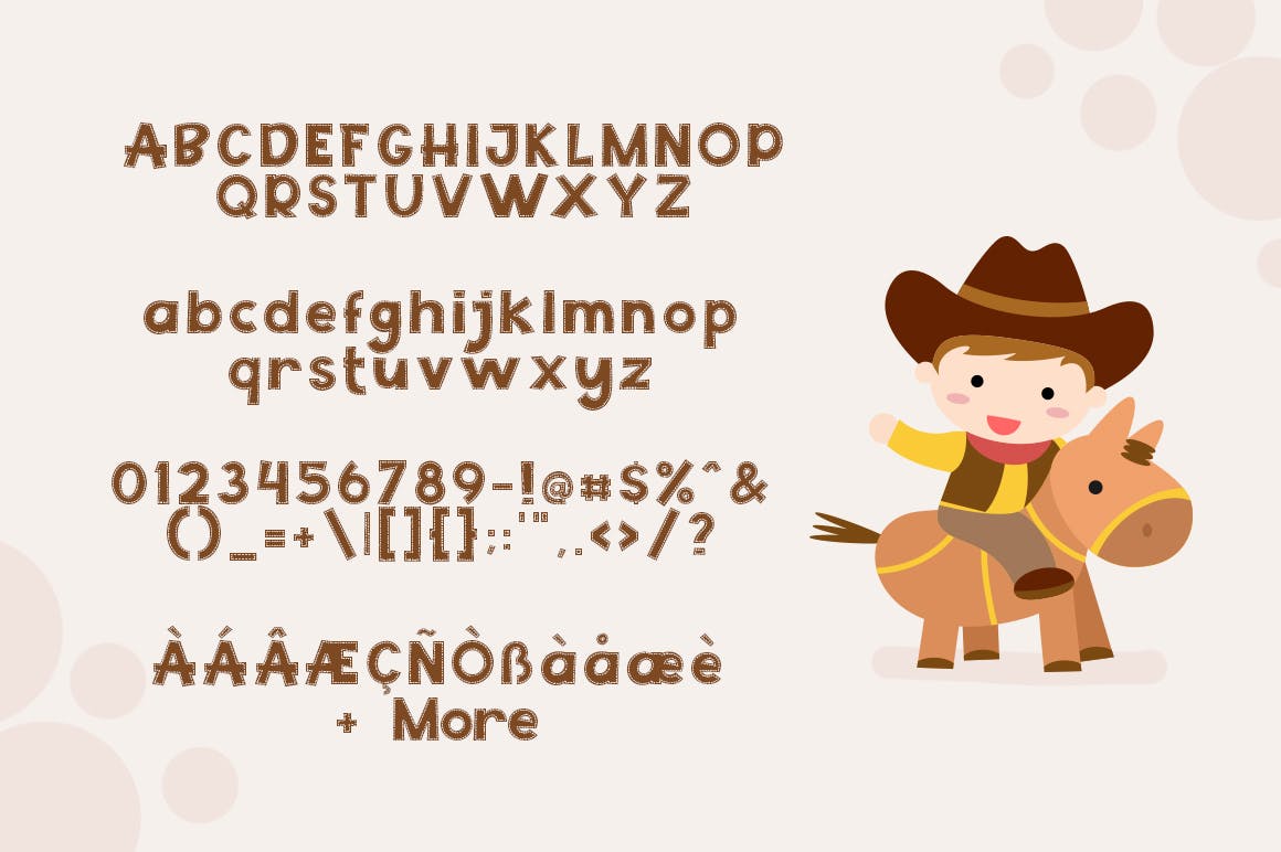 可爱缝线设计风格英文无衬线装饰字体 Yehaa!插图(5)