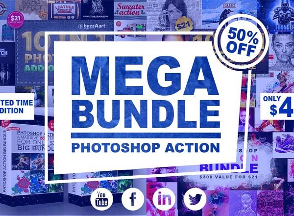 炫酷震撼漂亮PS动作大合集 Mega Bundle Photoshop Action
