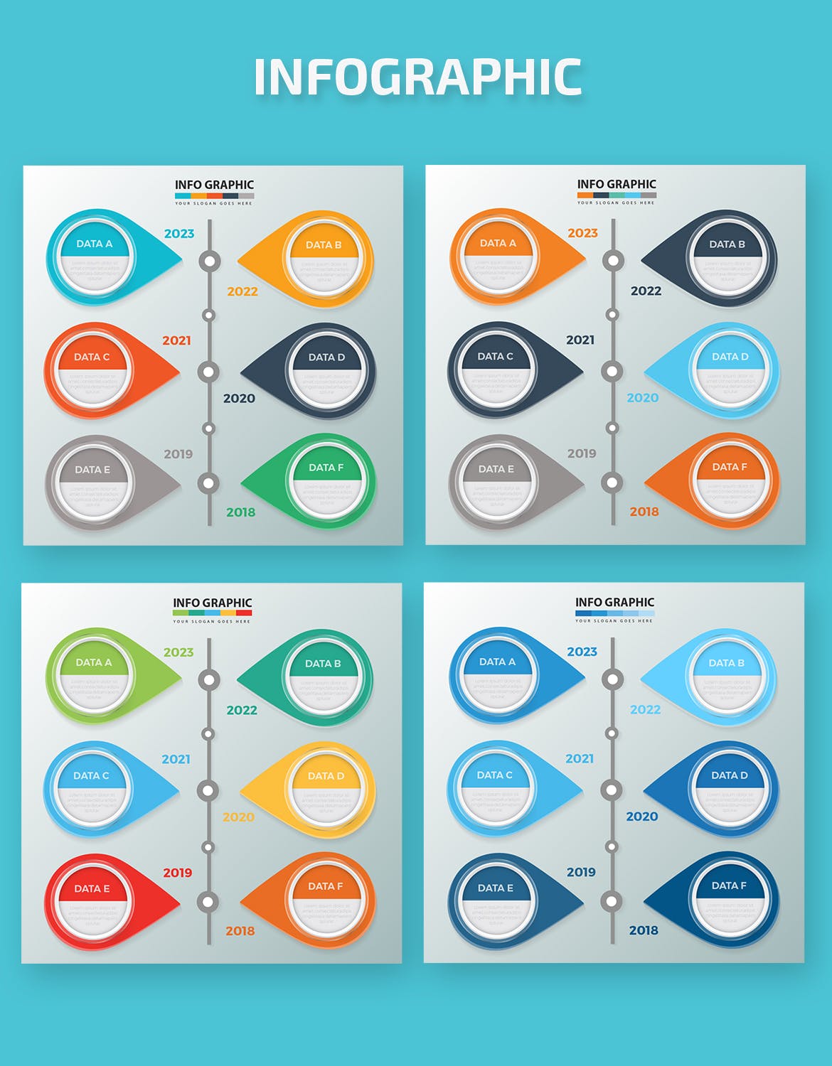 时间轴大事记信息图表制作设计素材 Timeline Infographic Elements Design插图(1)