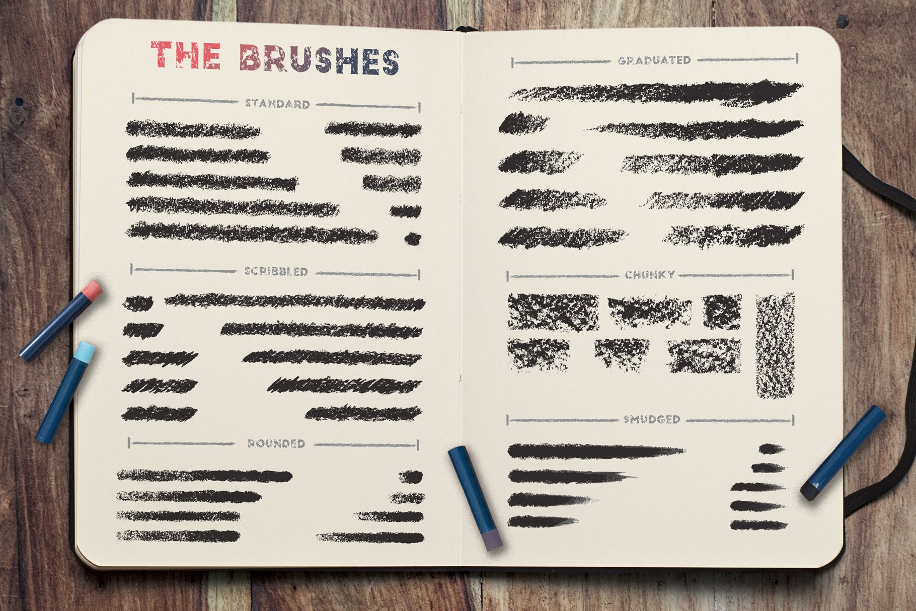 蜡笔笔画笔迹AI笔刷 Oil Pastel Brushes插图(3)