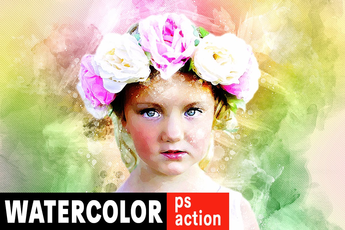 多彩水彩绘画艺术效果PS照片处理动作 Watercolor Artist Photoshop Action插图