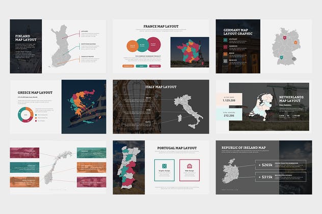 欧洲地区矢量地图PPT幻灯片模板素材 Eurove : Europe Region Vector Map Powerpoint插图(8)
