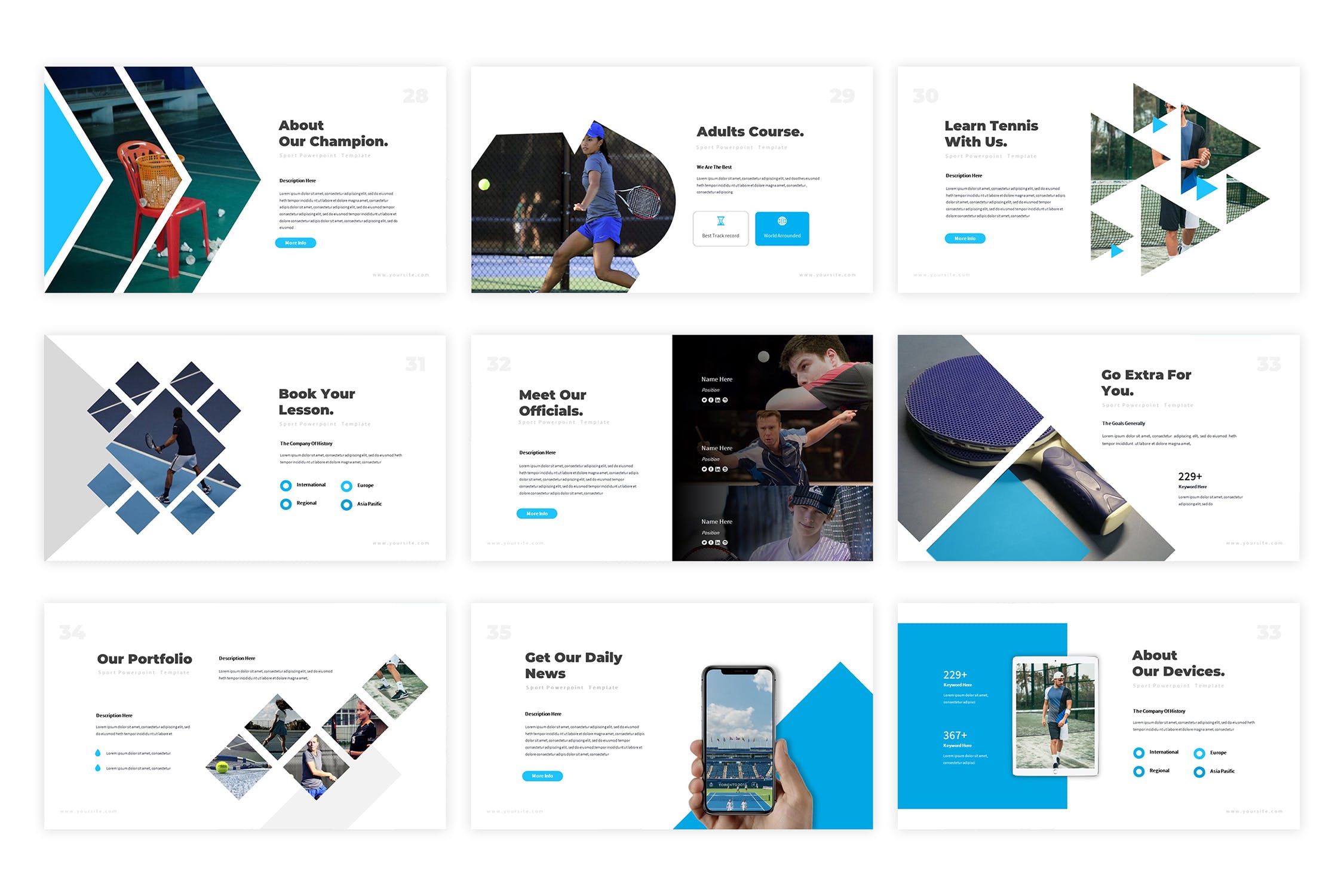 网球培训俱乐部广告宣传Keynote演示文稿设计模板 Tennice Keynote Template插图(4)