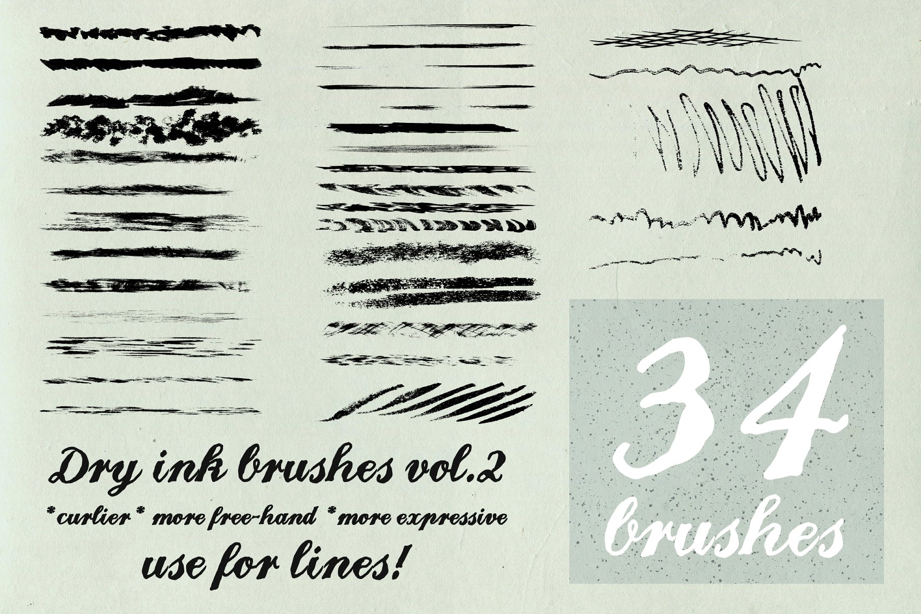 84款干墨水笔画AI笔刷合集 Dry ink brushes VOL.2 scatter&lines插图(4)