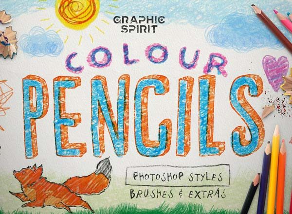 逼真的多种多样的彩色铅笔PHOTOSHOP图层样式下载