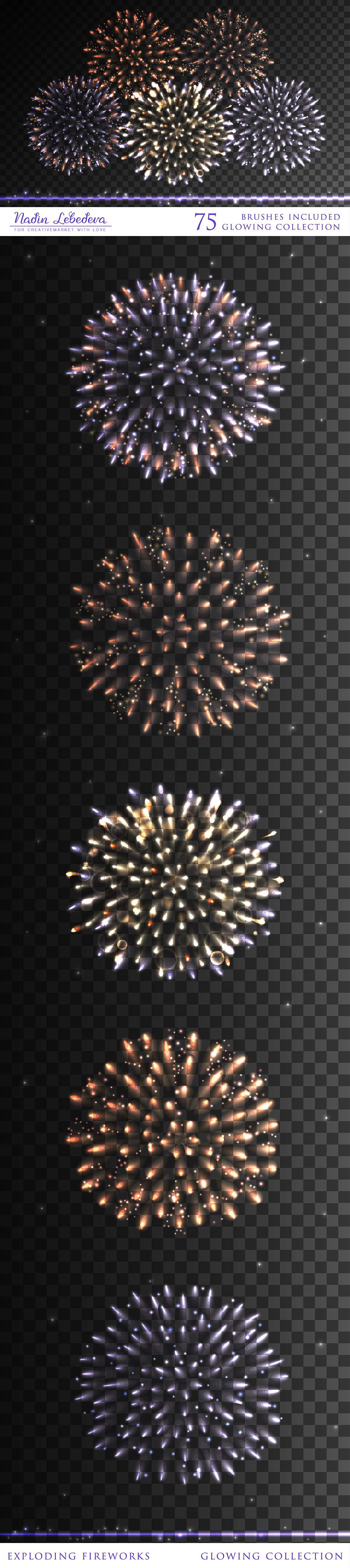 素材库下午茶：新年必备的烟火适量画笔素材包下载[Ai]