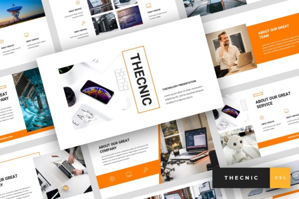 高科技企业介绍素材库精选谷歌演示模板 Thecnic – Technology Google Slides Template