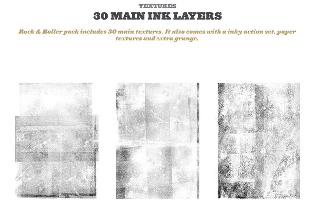 怀旧凸版墨水印刷风格纹理PS图层样式 Rock and Roller Letterpress Kit插图(2)