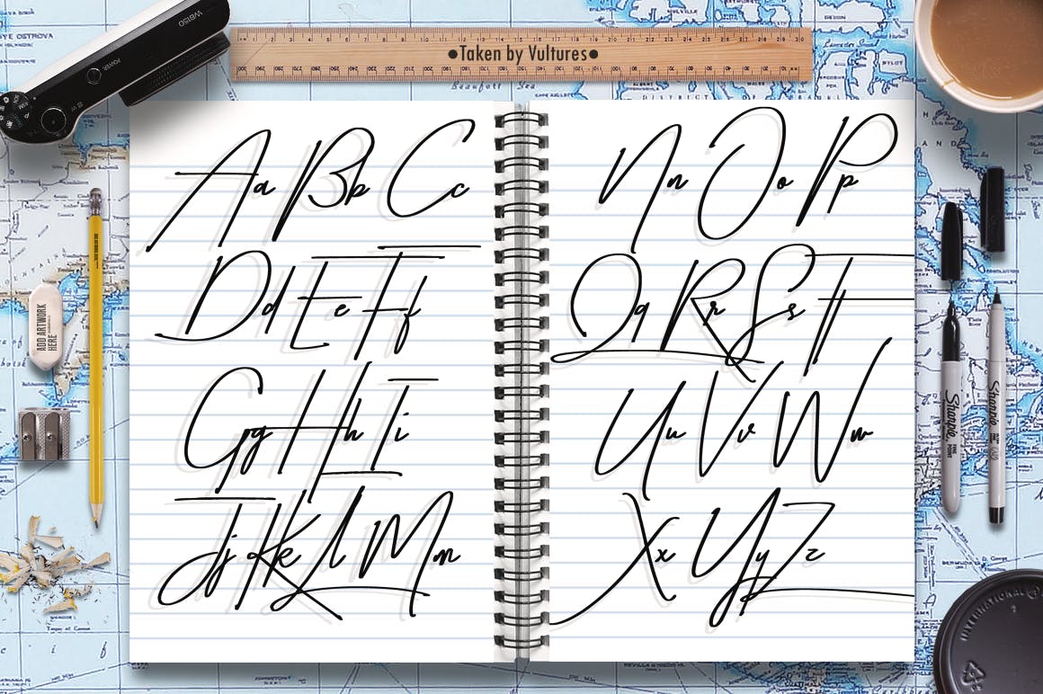 英文画笔签名艺术字体下载 Taken by Vultures (Script)插图(4)