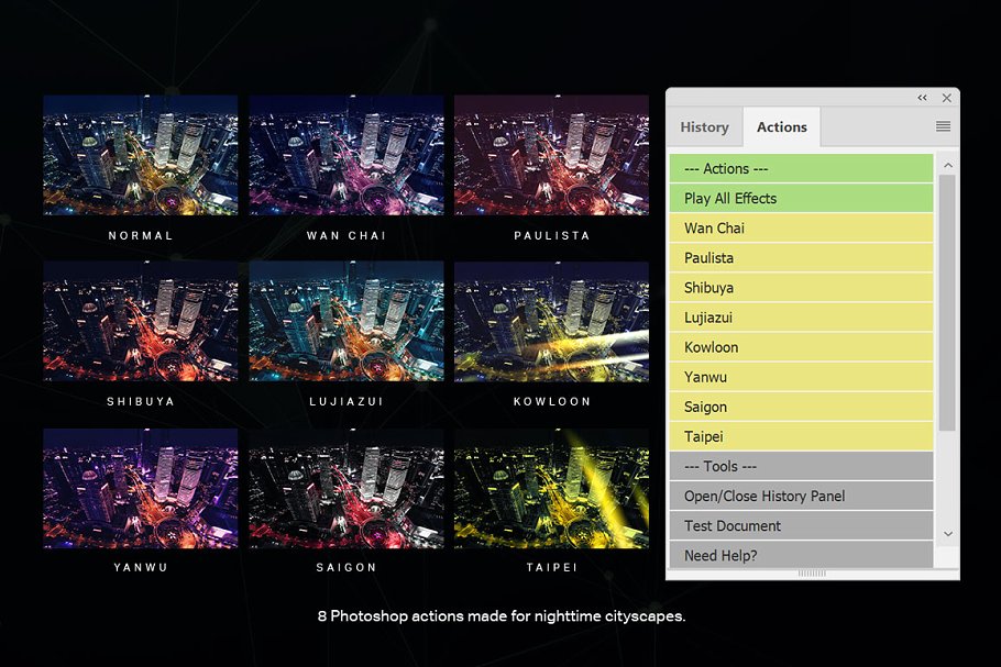 城市夜景照片滤镜PS动作 Dystopian Photoshop Actions插图(1)