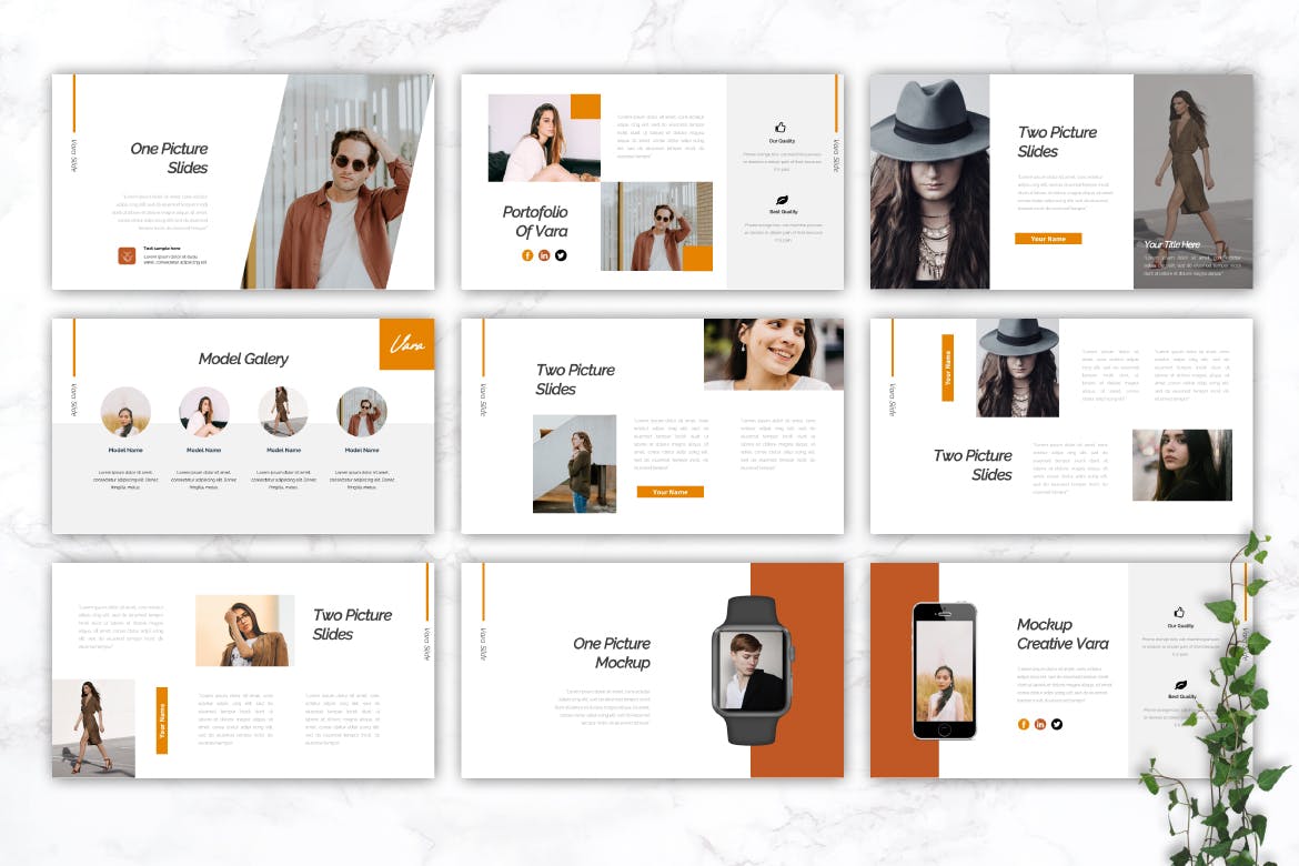 清新时尚好看的PPT幻灯片模板下载 VARA – Fashion Powerpoint Template插图(2)