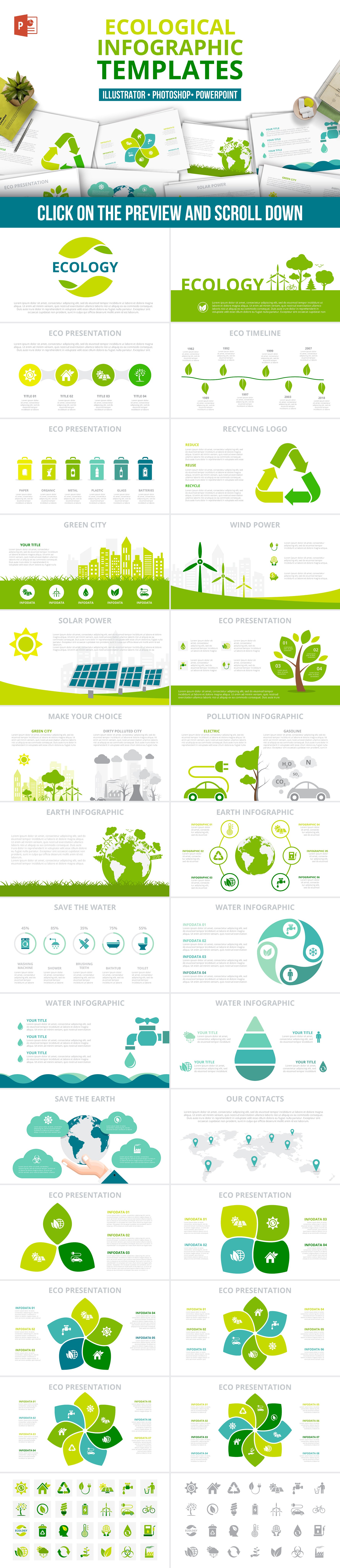 一组PPT图表类生态信息矢量素材下载[PPTX, AI, EPS, PSD, PNG, JPEG]插图