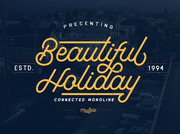 复古设计Monoline风格必备的英文画笔字体 Madgue Monoline Script Font