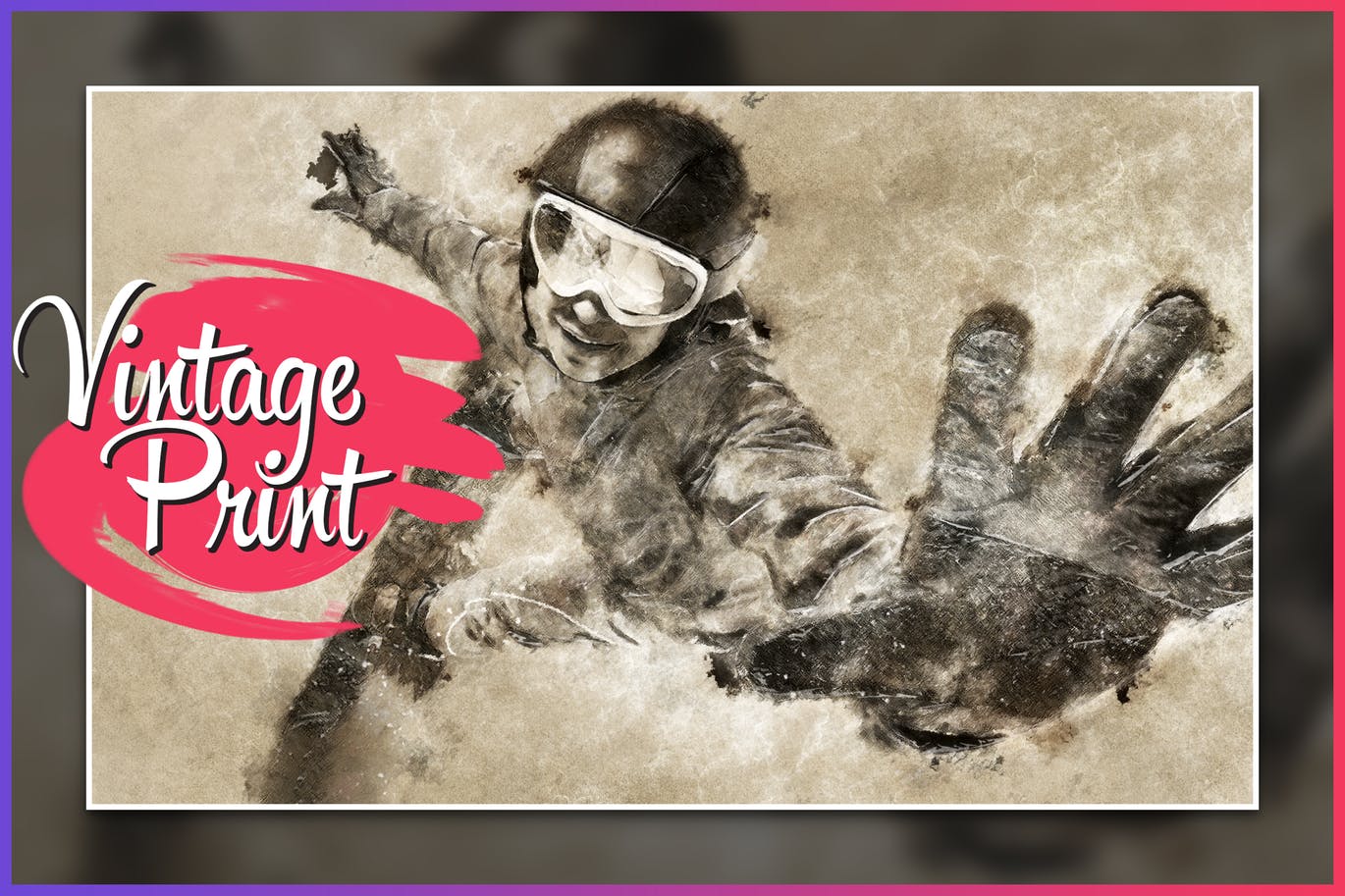 复古怀旧做旧印刷效果一键生成PS动作 Vintage Print CS4+ Photoshop Action插图