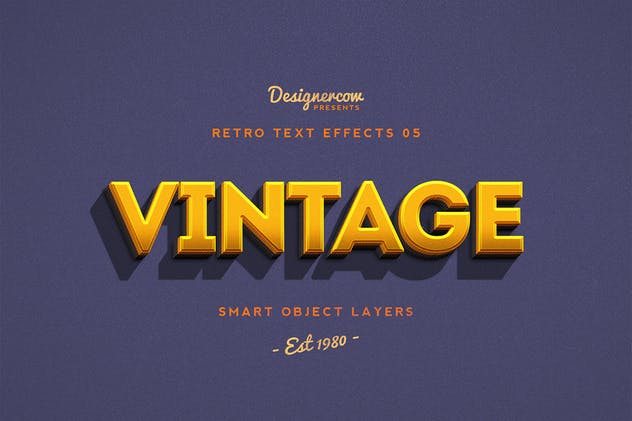 10款复古文本标题3D立体效果PS图层样式 Retro Text Effects V01插图(7)