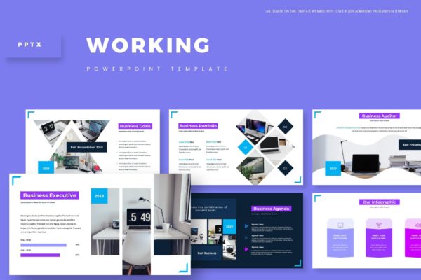 众创空间商业计划书PPT幻灯片模板 Working – Powerpoint Template