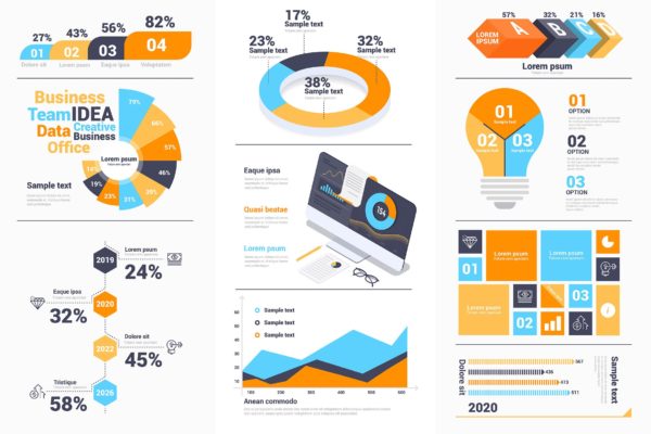 现代设计风格数据信息图表矢量图形素材库精选素材包v2 Modern Infographics design collection vol.2