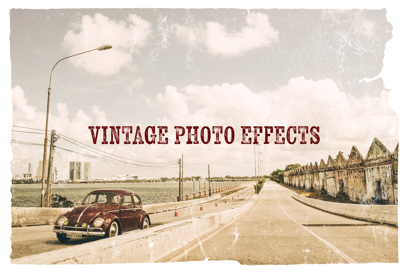 照片一键生成复古怀旧效果图层样式PSD分层模板 Vintage Photo Effects插图