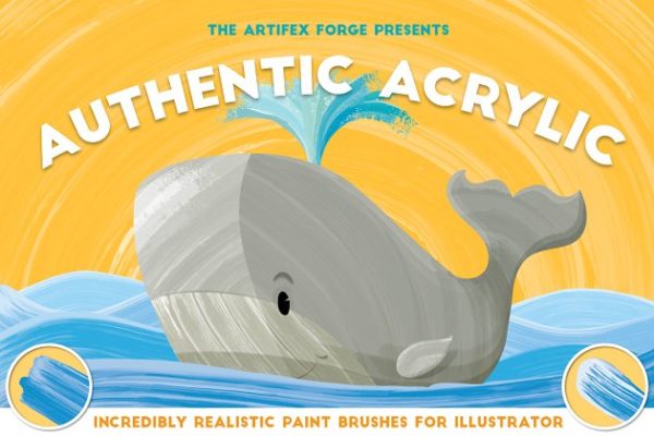 丙烯酸颜料AI笔刷 Authentic Acrylic Brushes