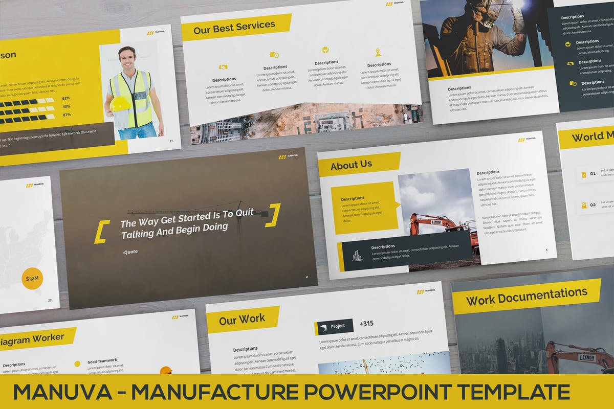 建筑基建行业PPT幻灯片模板 Manuva – Manufacture Powerpoint Template插图