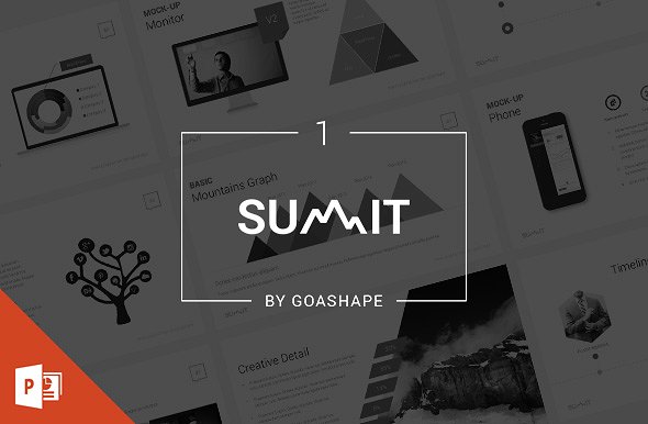 PPT 幻灯片模板（黑白2个版本，5种配色方案） Summit PowerPoint Presentation插图