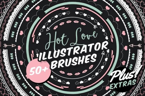 爱心爱情装饰AI笔刷 Hot Love Illustrator Brushes