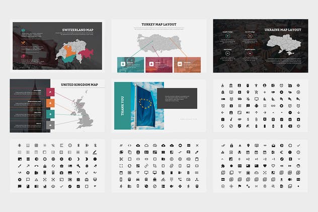 欧洲地区矢量地图PPT幻灯片模板素材 Eurove : Europe Region Vector Map Powerpoint插图(12)