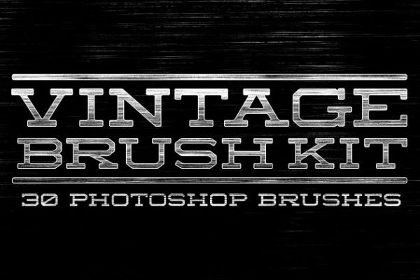 复古怀旧风格文本图层样式PS笔刷 Vintage Brush Kit