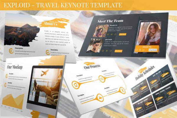 旅游公司&amp;旅行社服务介绍Keynote幻灯片模板 Exploid – Travel Keynote Template
