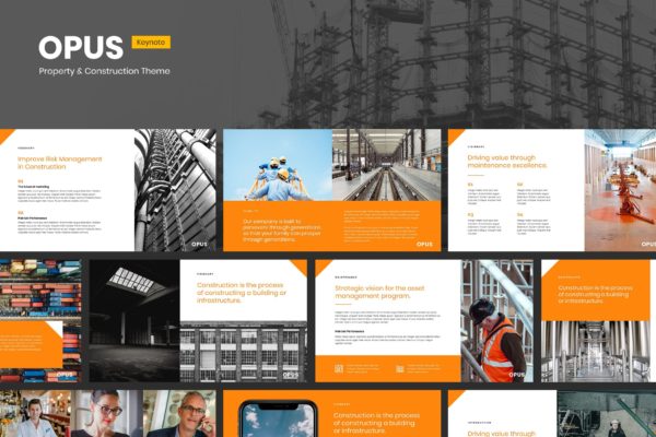 建筑基建公司Keynote幻灯片模板下载 Opus – Property &amp; Construction Keynote Template