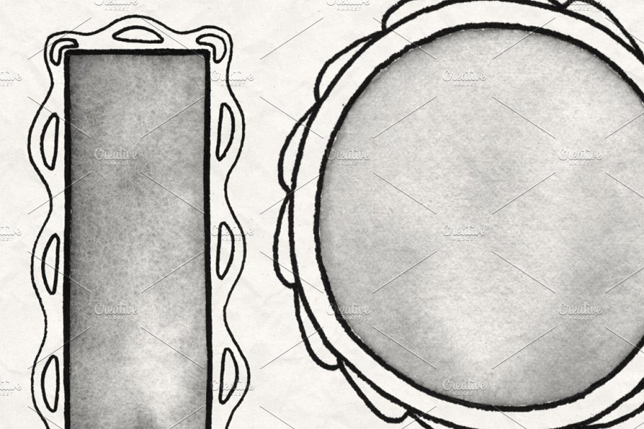 复古手绘装饰框架图形笔刷合集1 Hand Drawn Frames Brush Pack 1插图(3)