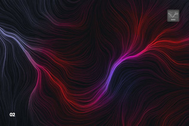 10款高分辨率抽象数流体线条PS笔刷 Digital Perlin Flow Fields Photoshop Brushes插图(2)