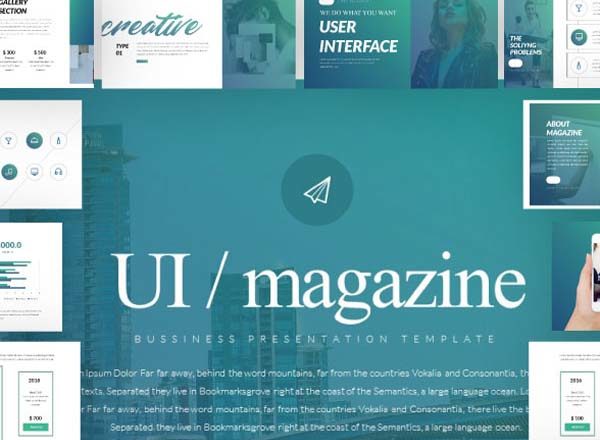 一款时尚的蓝绿色调商务PPT模版下载[pptx]