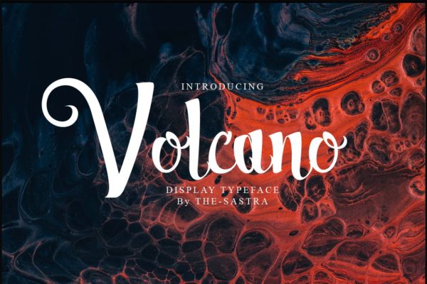 充满海洋墨水气息的英文书法设计字体 Volcano