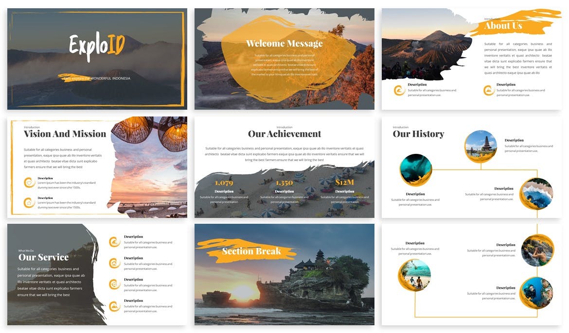 旅游公司&旅行社服务介绍Keynote幻灯片模板 Exploid – Travel Keynote Template插图(1)