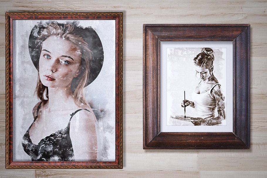 创意复古水彩油画照片效果 Old Art – Creative Template插图(4)