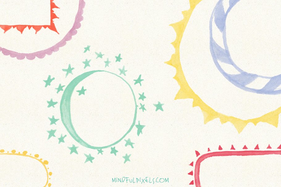 水彩风格标签PS笔刷 Label Watercolor Brushes插图(4)