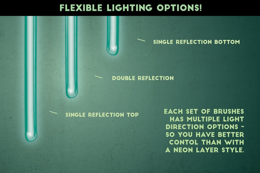 霓虹灯灯管线条AI笔刷 Neon – Realistic Brush Set插图(5)
