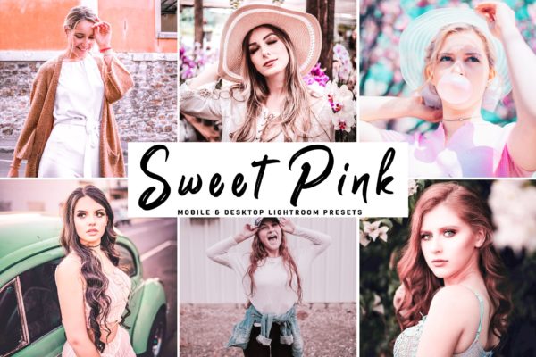 粉红明快梦幻效果照片调色滤镜LR预设下载 Sweet Pink Mobile &amp; Desktop Lightroom Presets