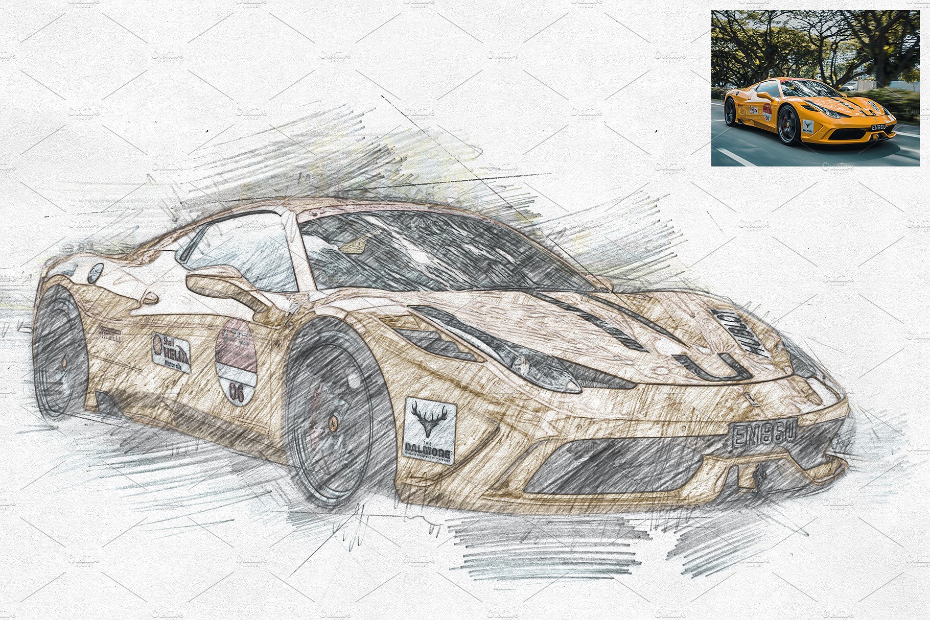 高品质铅笔素描效果的PS动作 Pencil Sketch Photoshop Action [atn]插图(5)