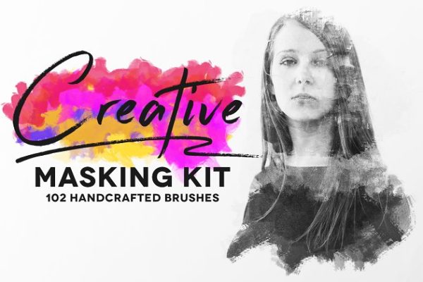 手工绘制画笔纹理PS笔刷 Creative Masking Kit