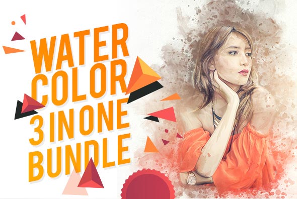 3套水彩特效处理的PS动作下载 WaterColor 3 IN 1 Bundle Photoshop Action [atn]