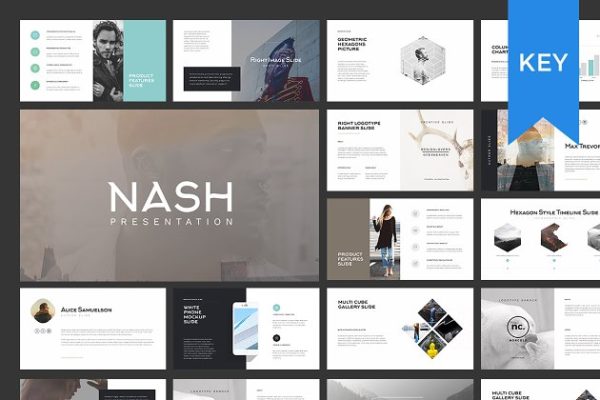 适合时尚行业的 Keynote 幻灯片模板 NASH Keynote Presentation Template