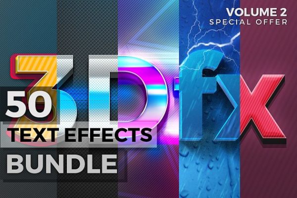 50款文本文字效果PSD模板 50 Text Effects Bundle