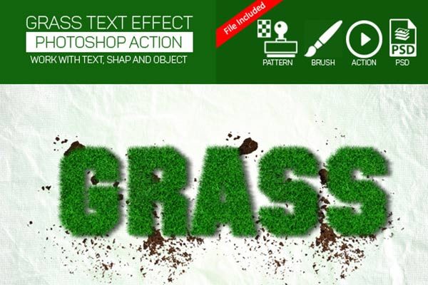 真实草坪效果的PS动作下载 Realistic Grass Effect Action [atn,psd]