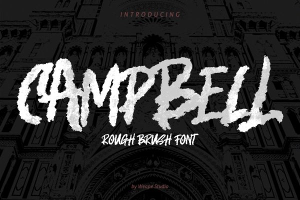 撕纸风格干笔刷英文艺术字体素材库精选 Campbell – Rough Brush Font