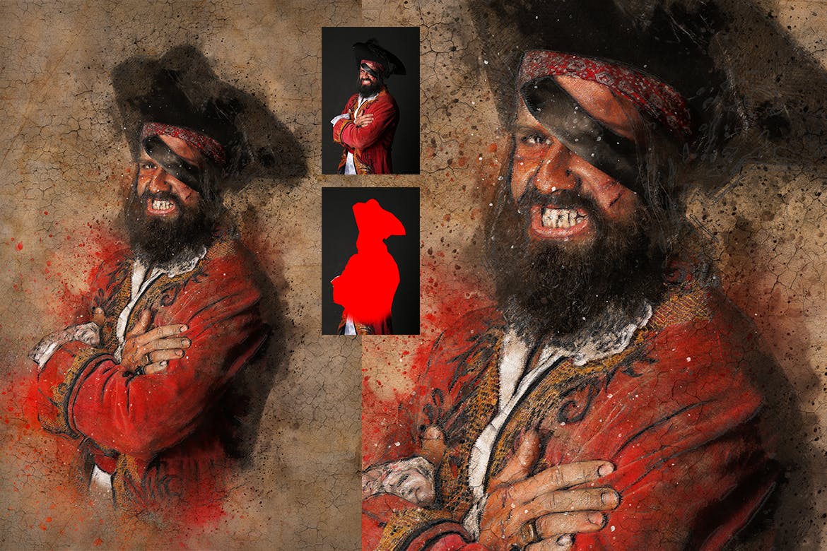 复古素描效果裂纹背景一键生成PS动作 Vintage Sketch Photoshop Action插图(5)