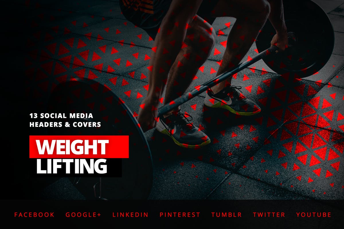 健身/举重和健身俱乐部社交媒体宣传物料素材 Weightlifting Fitness – Social Media Kit插图