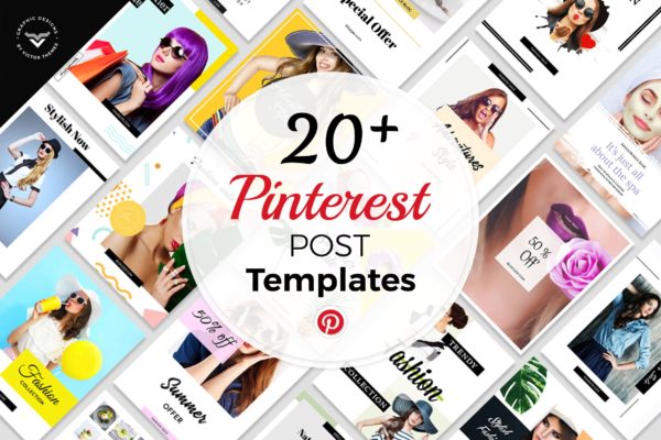 20+Pinterest社交平台时尚品牌文章贴图设计模板素材库精选 Pinterest Social Media Templates